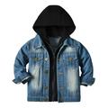 FYMNSI Toddler Fall Jacket Baby Jean Jacket Boys Girls Denim Jacket Cowboy Outerwear Shacket for Kids 2-3 Years Blue Black Hooded