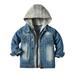 FYMNSI Toddler Fall Jacket Baby Jean Jacket Boys Girls Denim Jacket Cowboy Outerwear Shacket for Kids 3-4 Years Blue Gray Hooded