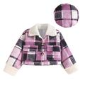 Eashery Girls Winter Puffer Jacket Basic Denim Soft Stretch Jean Jacket Lightweight Pullover Top Girls Outerwear Jackets (Purple 5-6 Years)