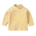 Kids Children Toddler Baby Boys Girls Long Sleeve Striped Cute Cartoon Blouse Tops Pullover Outfits Clothes Yellow 110