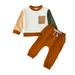 Baby Unisex Spring Patchwork Cotton Ribbed Long Sleeve Pants Sweatshirt Outfits Clothes