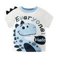 Toddler Kids Baby Boys Summer Cartoon Cute And Funny Dinosaur Short Sleeve Crewneck T Shirts Tops Tee White 90