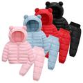 Godderr 2PCS Baby Newborn Down Coats Jacket with Down Pants Outfits Hoods Winter Down Coats Light Puffer Warm Down for Toddler Boys Girls 9M-5Y