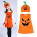 Qtinghua Toddler Baby Girls Halloween Outfits Velvet Sleeveless Dress and Pumpkin Hat Clothes Yellow 12-18 Months