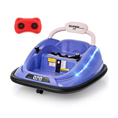 Costway 12V Kids Bumper Car Ride on Toy with Remote Control and 360 Degree Spin Rotation-Purple