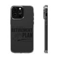 DistinctInk Clear Case for Apple iPhone 15 PLUS (6.7 Screen) - Yes I Do Have a Retirement Plan - Hunting