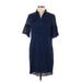 Banana Republic Casual Dress - Shift Collared Short sleeves: Blue Solid Dresses - Women's Size Small Petite