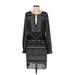 BCBGMAXAZRIA Casual Dress - Mini Plunge Long sleeves: Black Dresses - Women's Size Small