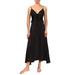 Empire Ruffle Satin Nightgown - Black - EVERYDAY RITUAL Dresses