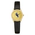 Women's Black Chicago White Sox Gold Dial Leather Wristwatch