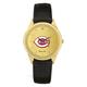 Men's Black Cincinnati Reds Gold Dial Leather Wristwatch