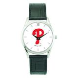 Men's Black Philadelphia Phillies Stainless Steel Watch with Leather Band