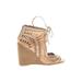 Jeffrey Campbell Wedges: Tan Solid Shoes - Women's Size 6 - Peep Toe