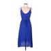 True Decadence Casual Dress - Midi Scoop Neck Sleeveless: Blue Print Dresses - Women's Size 6