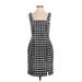 Victoria Pappas Casual Dress - Sheath Square Sleeveless: Black Plaid Dresses - Women's Size 4