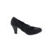 American Eagle Shoes Heels: Pumps Chunky Heel Classic Black Print Shoes - Women's Size 6 1/2 - Almond Toe