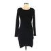 Leith Casual Dress - Mini Scoop Neck Long sleeves: Black Print Dresses - Women's Size Medium