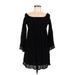 Flying Tomato Casual Dress - A-Line Boatneck 3/4 sleeves: Black Print Dresses - Women's Size Medium