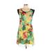 Kensie Casual Dress - Mini Scoop Neck Sleeveless: Gold Floral Dresses - Women's Size Large