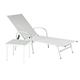 Harbour Housewares 2 Piece White Sun Lounger and Side Table Set - Adjustable Reclining Outdoor Patio Sunbed Furniture - Sussex Range