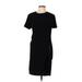 DKNY Casual Dress - Sheath Crew Neck Short sleeves: Black Print Dresses - Women's Size 10