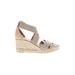 Kanna Wedges: Tan Print Shoes - Women's Size 36 - Open Toe