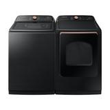 Samsung 5.5 cu. Ft. Top Load Washer w/ 7.4 cu. Ft. Dryer w/ Steam Sanitize+, Stainless Steel in Black | 27.56 H x 29.44 W x 45.81 D in | Wayfair