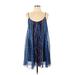 Express Casual Dress - A-Line Scoop Neck Sleeveless: Blue Dresses - Women's Size Medium