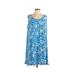 Draper James Casual Dress - Mini Scoop Neck Sleeveless: Blue Floral Dresses - New - Women's Size Large