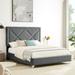 Everly Quinn King Platform Bed Wood & /Upholstered/Velvet in Gray | 55.12 H x 81.69 W x 87.4 D in | Wayfair E7985CB64A6446FD87F18BEEE5998060