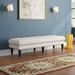 Kelly Clarkson Home Landis Backless Upholstered Tufted Bench w/ Nailhead Trim Linen/Wood in White/Black/Brown | 17.75" H x 62" W x 19.63" D | Wayfair