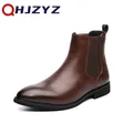 2023 Brand Leather Men Chelsea Boots Designer Italy Dress Boots uomo Fashion Casual Warm Plush