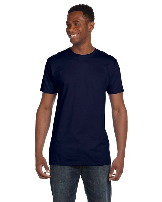 Hanes 498PT Perfect-T PreTreat T-Shirt in Navy Blue size Small | Ringspun Cotton