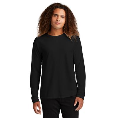 District DT572 Featherweight French Terry Long Sleeve Crewneck T-Shirt in Black size XS | Cotton/Polyester Blend