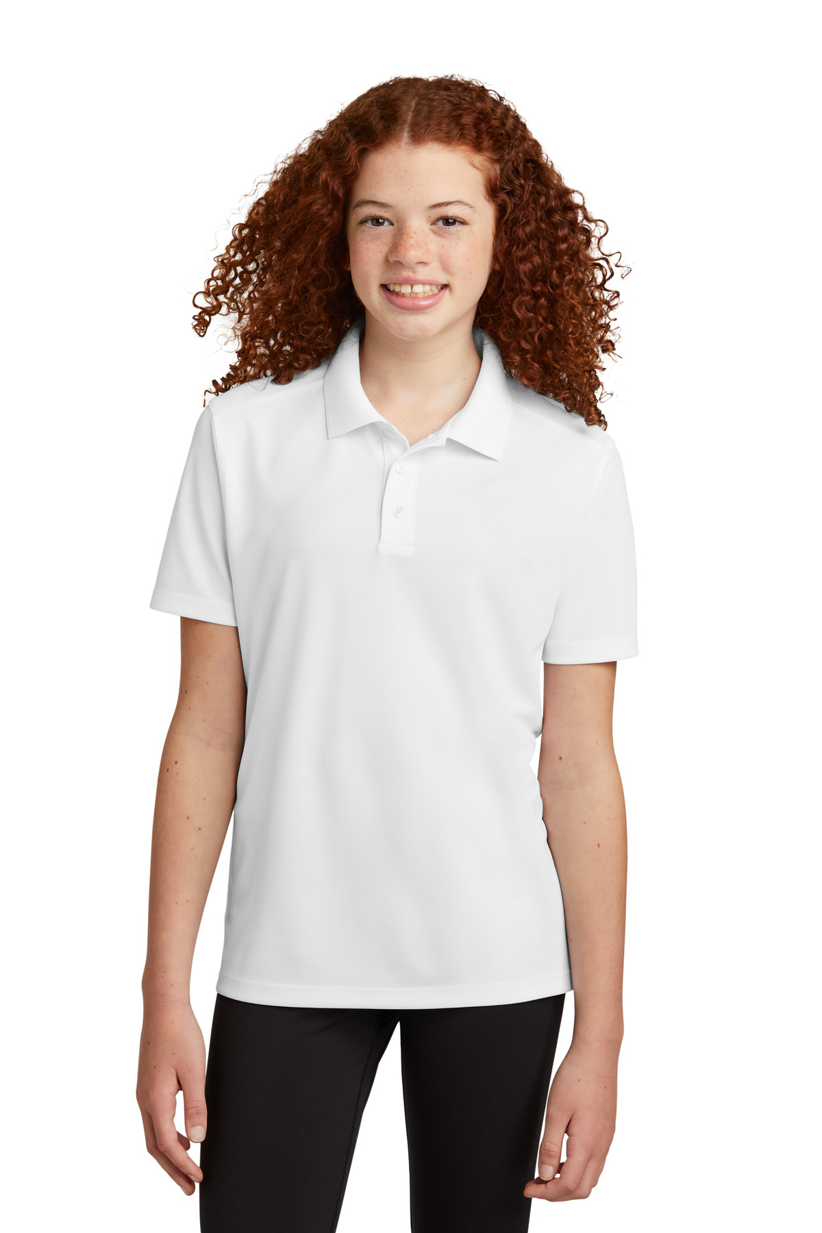 Sport-Tek YST740 Youth UV Micropique Polo Shirt in White size Small | Polyester