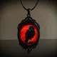 Gothic Vampire Owl Cameo Necklace Women Men Fashion Pagan Witch Jewelry Accessories Gift Blood Owl