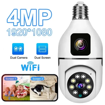 4mp Glühbirne Wifi Kamera Indoor Dual Lens Wireless Light IP-Kamera 2-Wege-Audio Auto Tracking ai Humanoid Erkennung Ptz Security Cam