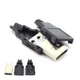 3 in 1 Type A Male 2.0 USB Socket Connector 4 Pin Plug With Black Plastic Cover Solder Type DIY