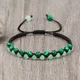 Charm 4mm Beads Bracelets & Bangles Double Rows Tiger Eye Stone Black Lava Malachite Braided Rope