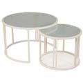 Lot de 2 tables basses gigognes verre ondulé structure blanc