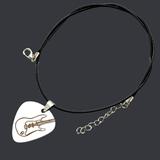 guitar pick necklace Guitar Pick Necklace PU Leather Cord and Stainless Steel Charm Shaped Like Guitar Pick