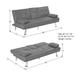 Convertible Futon Sofa Bed with Adjustable Backrest and Cup Holder, Leather Multipurpose Lounger