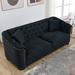 Black Classic 77" Velvet Chesterfield 3-Seater Sofa with Nailhead Trim, Solid Wood Frame, Tufted Backrest, and 2 Pillows