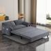 63.8" Velvet 3-in-1 Convertible Sleeper Queen Size Sofa Bed with Soft Backrest and Armrests, Side Storage Pockets