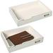 Set Of 2 Distressed Finish White Wood Stackable Office Desktop Document Letter Paper Tray