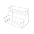 wrought iron storage rack Two-tier Desktop Organizer Multifunction Iron Art Storage Rack Cosmetic Seasoning Cup Shelf for Kitchen Bathroom Bedroom (White)