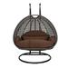 LeisureMod Charcoal Wicker Hanging 2 person Egg-Shaped Swing Chair Brown