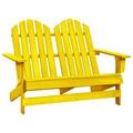 Tomshoo Yellow Patio Adirondack ChairSolid Wood 2-Seater Garden Furniture