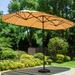 Summit Living 13ft Patio Umbrella with LED Solar Lights Large Double-Sided Outdoor Table Umbrella Beige