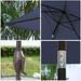 MEJO INC 6.5 ft. x 10 ft. Steel Rectangle Market Push Button Tilt Patio Umbrella With Crank Lift Navy Blue